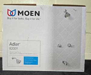 lot 341 image: Moen Adler 82009 Tub and Shower Faucet Set with Chrome Finish -