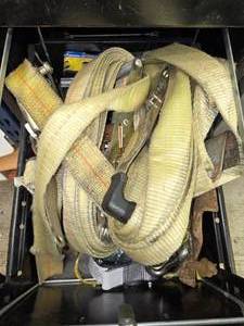 lot 456 image: Collection of Ratchet Straps and Assorted Rusty Casters