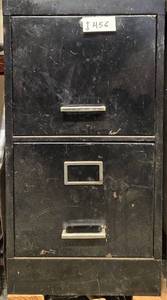 lot 457 image: Used Two-Drawer Metal File Cabinet with Pull Handles