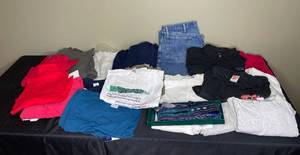 lot 264 image: Lot of Mens Clothing Items Including T-shirts, Polos, and Jeans