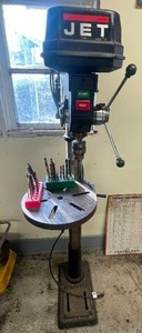 lot 13 image: JET 16-12 Drill Press Model JDP-17FSE with Various Drill Bits
