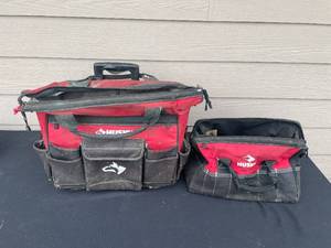 lot 23 image: Husky Tool Bag Set - Large Rolling Tool Tote and Small Tool Carrier