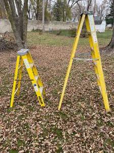lot 36 image: Two Keller Industrial Fiberglass Ladders - 6 Foot and 3 Foot