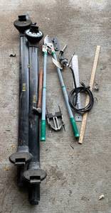 lot 85 image: Assorted Hand Tools Including Pipe Wrench and Clutch Cable Assembly