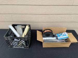 lot 88 image: Lot of Assorted PVC Pipe Fittings, Spool of Wire, and Miscellaneous Hardware