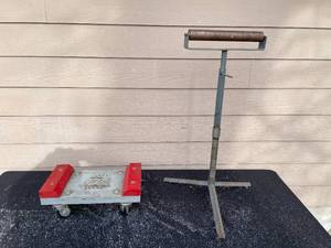 lot 91 image: Heavy-Duty Workshop Roller Stand and Wheeled Dolly