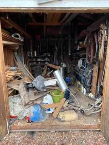 lot 514 image: Lot of Mixed Tools, Scrap Wood, and Hardware Items from Workshop - Everything In Shed Goes