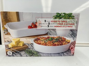 lot 108 image: NEW Over and Back 2-piece Baking And Serving Dish Oven To Table Set White