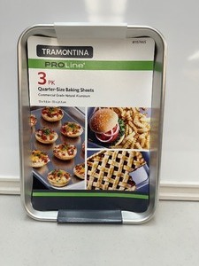 lot 61 image: New Tramontina PROLINE 3 Pack Baking Sheets (13x9.5in) Commercial Quality- Restaurant Grade