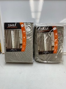 lot 160 image: 2 New 2 Packs (4 Curtains Total) of SUNBLK Total Blackout Curtains Panels are 52 x 84 - Bradley Khaki