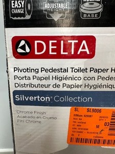 lot 170 image: New Delta Silverton Collection Pivoting Pedestal Toilet Paper Holder Chrome
