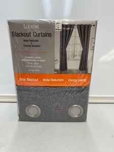 lot 155 image: New 2 Pack of Silk Home Blackout Curtains & Tiebacks, All Panels are 52 x 84 - Harmony Smoke