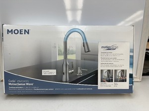 lot 151 image: New Moen Moen Cadia Touchless Pulldown MotionSense Wave Kitchen Faucet With Soap Dispenser - Stainless Steel