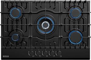 lot 23 image: Empava 30 in. Gas Stove Cooktop 5 Italy Sabaf Sealed Burners NGLPG Convertible in Black Tempered Glass, 39000BTU 30 Inch 
