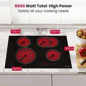lot 14 image: GASLAND Chef&nbsp30 in. Built-in Radiant Electric Cooktop Ceramic Glass in Black with 4 Elements including Dual Zone Heating Model CH77BF