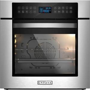 lot 17 image: Empava 24 in. Single Electric Wall Oven With Convection Fan in Stainless Steel - Retail $669.21