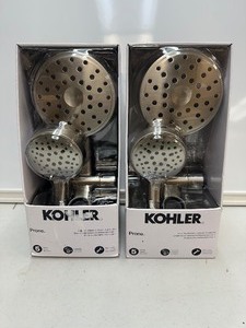 lot 98 image: 2 Kohler Prone 3-in-1 Multifunction Shower Head with PowerSweep - Brushed Nickel