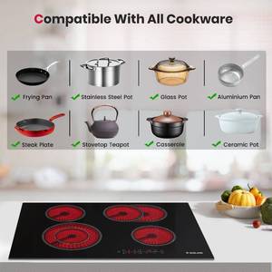 lot 22 image: GASLAND Electric Cooktop 30 Inch, 6600W Electric Radiant Cooktop CH77BF Drop-in 4 Cooking Zones Ceramic Cooktop with 9 Power Levels, Sensor Touch Control, Child Safety Lock, 240V, 1-99 Minute Timer