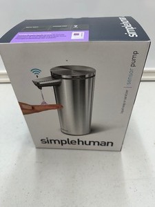 lot 44 image: New Simplehuman 9 oz. Touch-Free Automatic Soap Dispensor - Rechargeable Sensor Pump, Brushed Stainless Steel - Retail $69.99