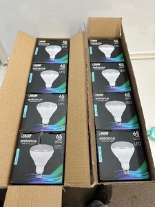 lot 143 image: 8 New Feit Electric Enhance 5000K Daylight Indoor  Outdoor BR40 Light Bulbs