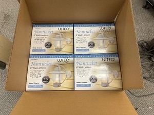 lot 144 image: 4 New Lutec Coastal Collection Nantucket 8 Wall Lanterns - Exterior Light Fixtures - White