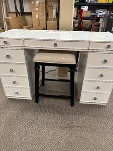 lot 73 image: Tresanti Alexandra Double Pedestal Vanity Table & stool.