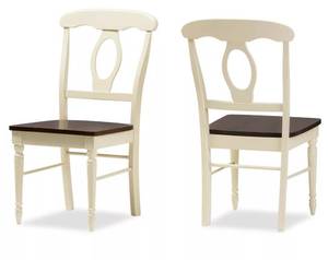 lot 123 image: Set of 2 Napoleon French Country Cottage Buttermilk & Cherry Brown Finishing Wood Dining Chairs - Baxton Studio - Marked # 1