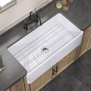 lot 54 image: Zuagco White Farmhouse Sink 33 inch Fireclay Apron Front Farm Sink Large Capacity Deep Single Bowl Kitchen Sinks with Accessories Protective Bottom Grid and Strainer