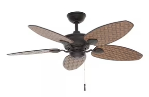 lot 236 image: Hampton Bay Largo 48 in. IndoorOutdoor Gilded Iron Wet Rated Downrod Ceiling Fan with Reversible Motor
