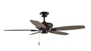lot 237 image: Hampton Bay North Pond 52 in. IndoorOutdoor Matte Black Ceiling Fan with Downrod and Reversible Motor Light Kit Adaptable