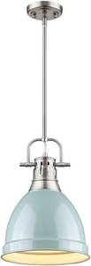 lot 239 image: Golden Lighting 3604-S PW-SF Duncan Pendant, 14.25 x 8.88, Pewter with Seafoam Shade- Pendant Lights, Pendant Light, Kitchen Island Lighting, Ceiling Light Fixture, Pendant Lights Kitchen Island