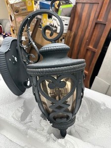 lot 276 image: Really Nice AA Decor Huge 3 Light Exterior Wall Lantern Light  Sconce