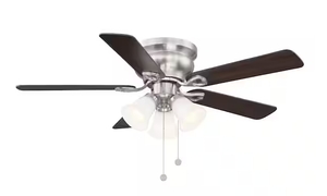 lot 229 image: Clarkston II 44 in. LED Indoor Brushed Nickel Ceiling Fan with Light Kit