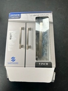 lot 287 image: Open Box New 10 Pack Hexa Series Modern 5 in. Rectangular Cabinet Handle Pull from Sapphire Collection - Satin Nickel