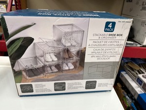 lot 320 image: New 4 Pack of Stackable Shoebox & Organizer
