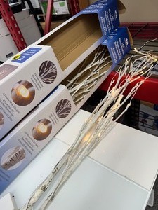 lot 323 image: 2 2 Packs of White Birch Decorative Branches  Sticks With LED Lights - 4 Total Branches