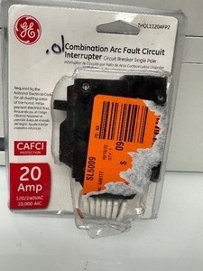 lot 334 image: GE Q-Line 20 Amp 1 in. Single Pole Arc Fault Combination Circuit Breaker