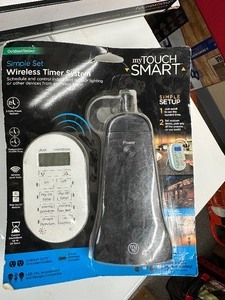 lot 342 image: My Touchsmart 35167 myTouchSmart Outdoor Plug-in Timer, 1 Pack, Black Dual Outlet-Programmable with Remote
