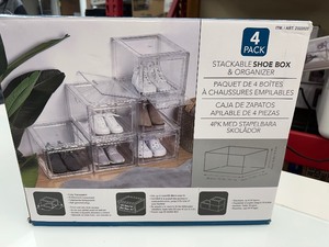 lot 346 image: New 4 Pack of Stackable Shoebox & Organizer