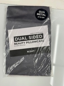 lot 352 image: New Night Dual Sided Mulberry Silk & Bamboo Beauty Pillowcase Std  Queen Size Gun Metal Gray For Better Skin & Hair