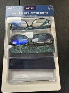 lot 347 image: Open Box New 2 Pack of M Adult Blue Light Reading Glasses 2.75 - Marilee Model   2 Cases
