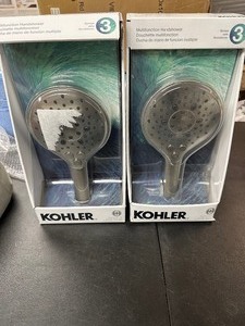 lot 369 image: 2 Kohler Prosecco Magnetic Hand Held Shower Heads - Stainless Steel