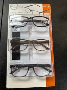 lot 374 image: New 3 Pack of Design Optics By Foster Grant Full Frame Classic Reading Glasses 1.25