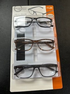 lot 375 image: New 3 Pack of Design Optics By Foster Grant Full Frame Classic Reading Glasses 1.25