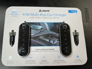 lot 398 image: Atomi 40W 12V USB Charger, 2-pack