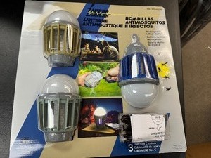 lot 400 image: New 3 Pack Wisely Bug Zapper Lantern - LED  Rechargeable Bug Zapping Lanterns