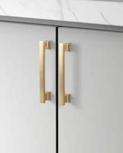 lot 368 image: New 5 Pack Sapphire Hexa Series 5 in. (128 mm) Center-to-Center Modern Gold Cabinet HandlePull