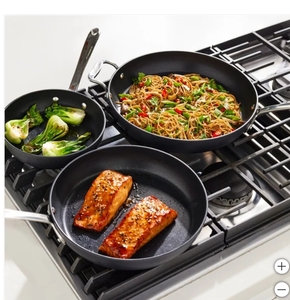 lot 57 image: All-Clad HA1 Hard Anodized Nonstick Cookware Fry Pan Set 8 inch 10 inch 12 inch