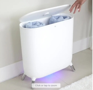 lot 46 image: Sharper Image - SpaStudio Towel Warmer, Heated Comfort  Aromatherapy - White