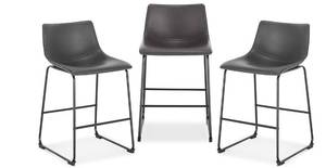 lot 89 image: Edgemod Set of 3 Chairs 24 High Brinley Counter Height Barstools in Gray color